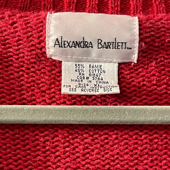 VintageโAlexandra Bartlett Garden Spring Patchwork Knit Cardigan XL - Picture 6 of 11